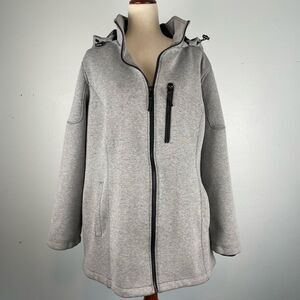 Andrew Marc Gray Hooded Full Zip-Up Jacket Size 3X EUC